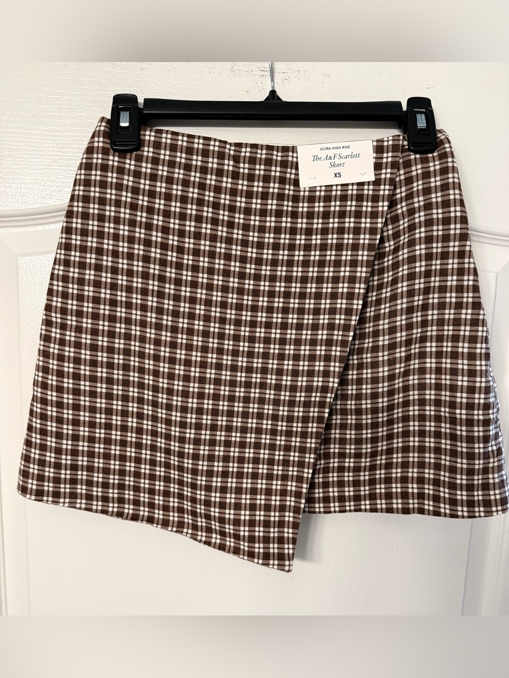 Abercrombie & Fitch Scarlett Plaid Mini Skort XS Brown Coquette NWT